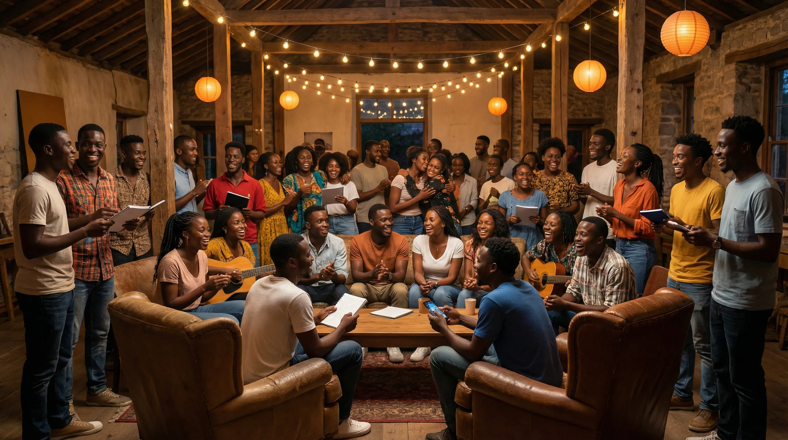 People connected in a warm community circle