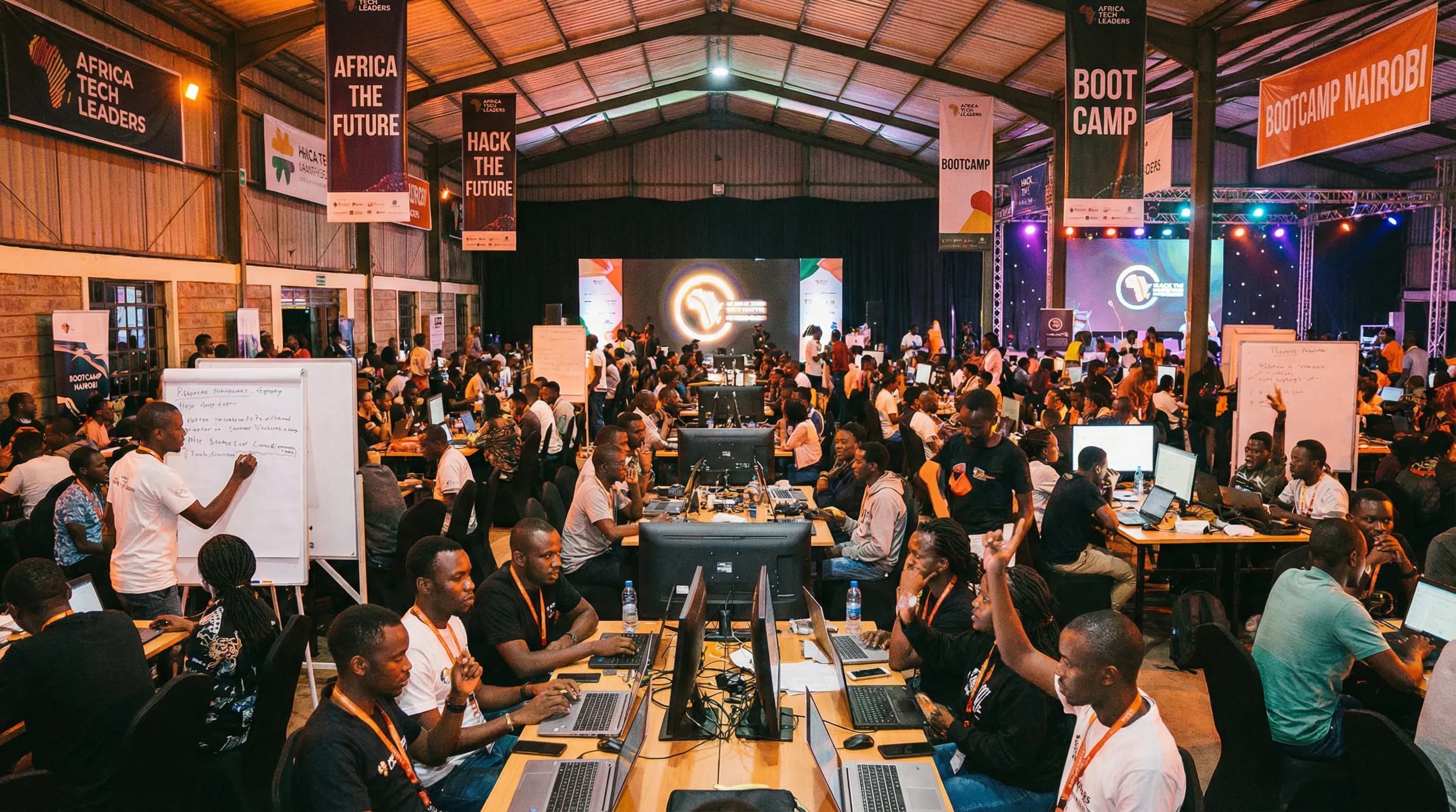 Energetic live tech event with crowd